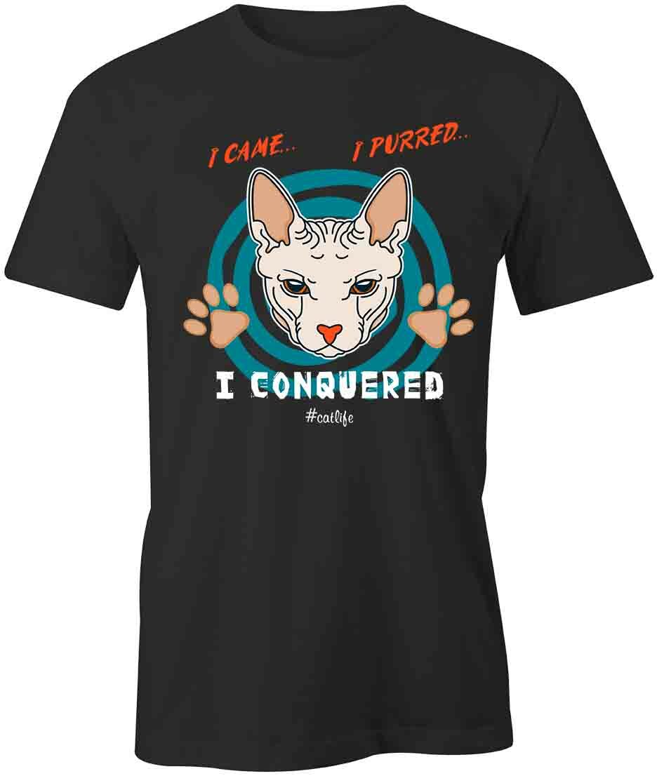 I CAME I PURRD I CONQUERED TShirt Tee Short-Sleeved Cotton CLOTHING PETS S1BCA58 XL