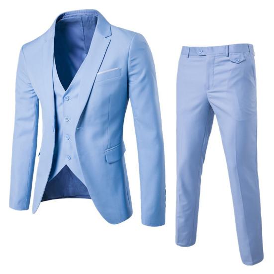 Turndown Collar Blazer Pants Attractive Male Slimming Pure Color Slim Fit Formal Suit