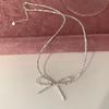 Super Fee Fijn Flits Zilveren Strik Ketting Dames Licht Luxe Elegant Lief Temperament Mode Veelzijdig Nekketting Sleutelbeenketting