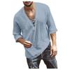Designer Spring Summer Men's Casual Cotton Linen Solid Color Long Sleeve Shirts Loose Stand Collar Shirts