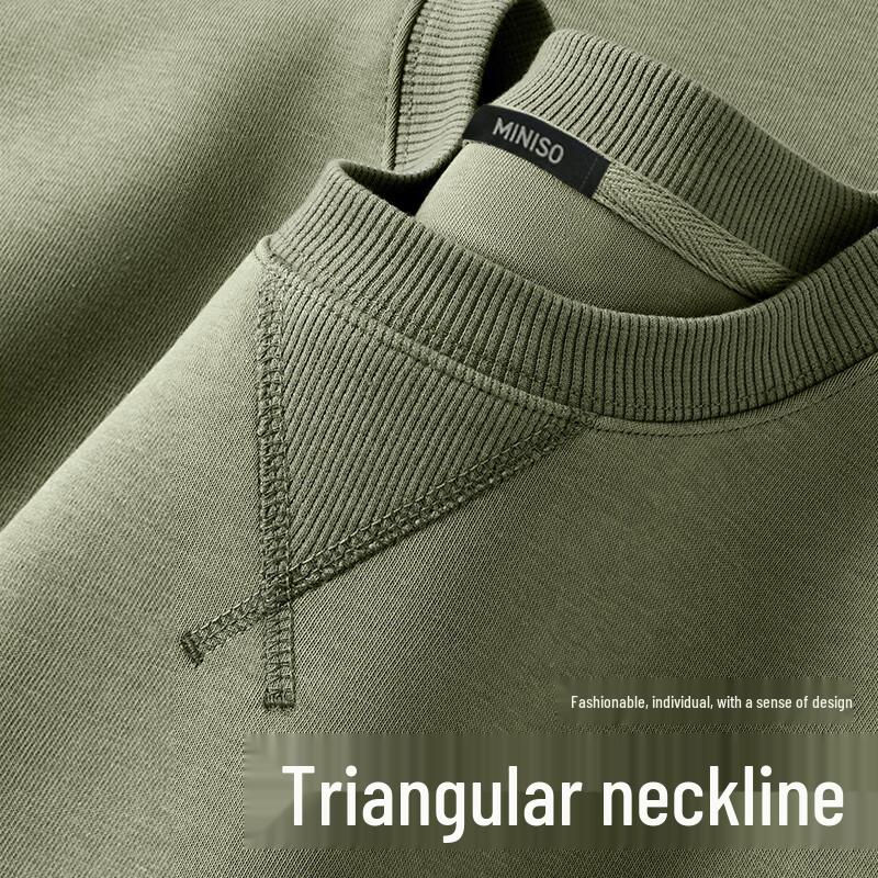 MINISO Men's American College Style Heavyweight Crew Neck Pullover Sweatshirt