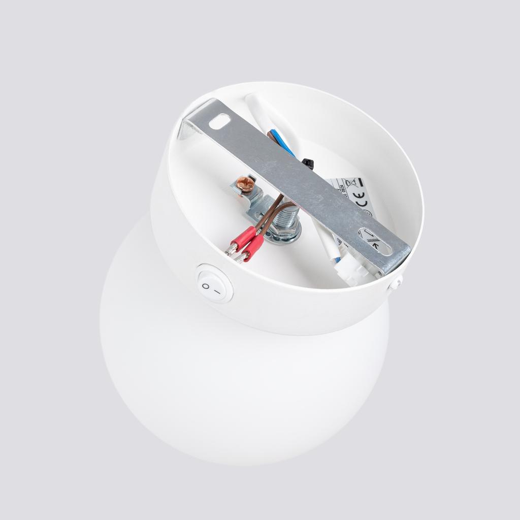 Kinkiet Ścienny Minimalistyczny Biały Szklana Kula Nad Lustro Włącznik Do Łazienki Przedpokoju 1Xg9 8W Yoli Sollux Lighting