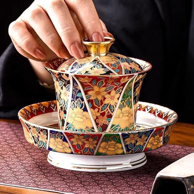 Enamel Ceramic Gaiwan Tea Set