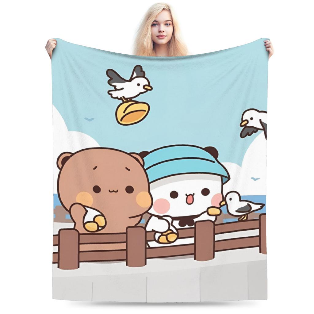 Relax Bubu and Dudu Cartoon Bear Blanket Merch Room Decorative Throws And Blankets Lightweight Thin Fleece for Outdoor