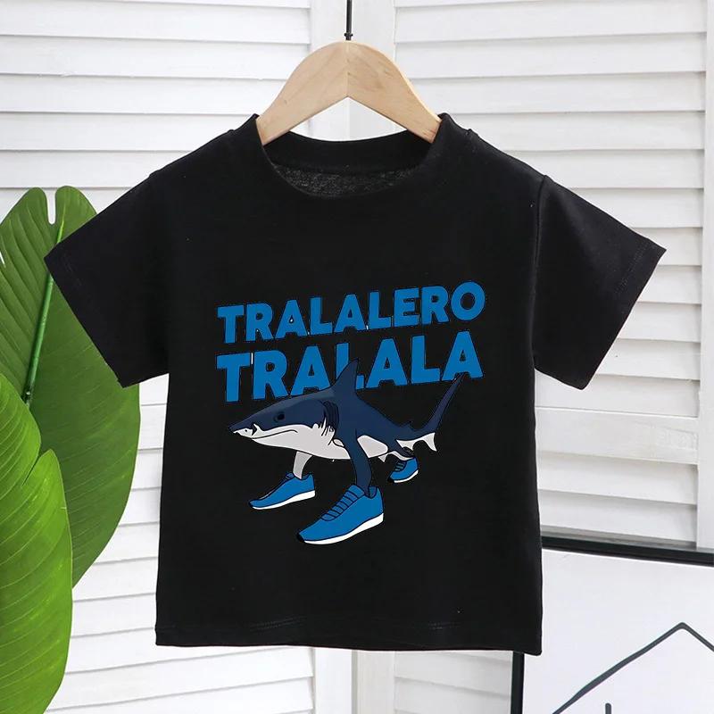 Italský Brainrot Vtipná Dětská Trička Dítě Tralalero Tralalas Tung TungTung Sahur Bombardiro Krokodýl Brr Patapim Oblečení Top