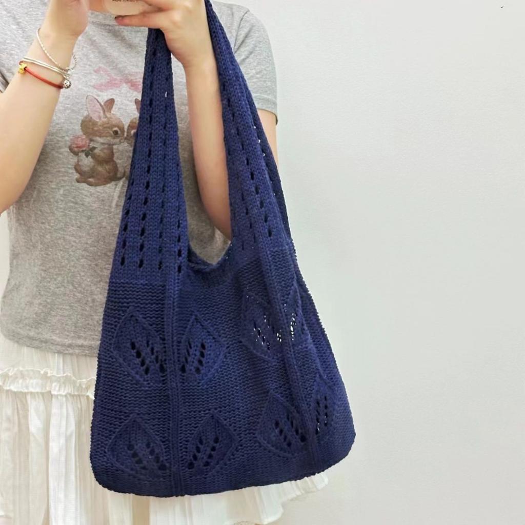 Hollow Out Knitted Woven Women's Bag Summer Vacation Casual Yarn Bag Large Capacity Underarm Versatile Artistic Bag Shoulder Bag