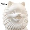 Exquisite Hair Texture Decor 3D Printed Cute Pomeranian Dog Figurine, White Twisting Head Puppy Statue, Small Detailed Model Desktop Ornament for Home
