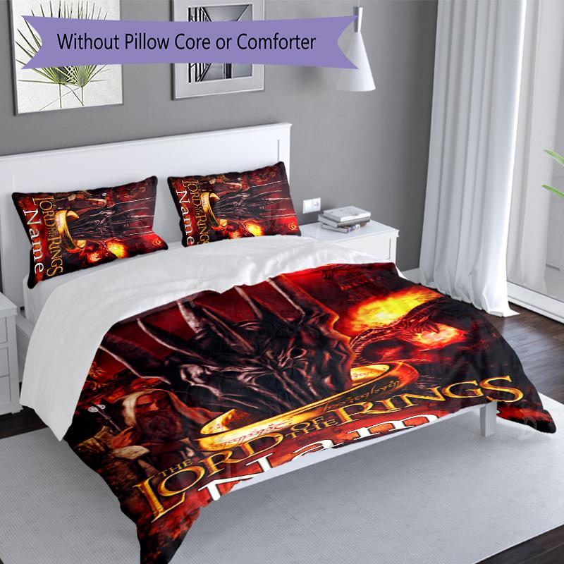 3pcs Custom Name The Fellowship of the Ring Bedding Set,Includes 1 Duvet Cover and 2 Pillowcases,All-season Bedroom Decor
