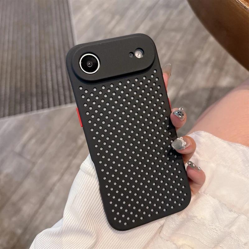 

Heat Dissipation Breathable Cooling Phone Case For iPhone 17 Pro Max 17 Pro 17 Air 16 16e 15 14 Pro Max 14 15 Plus Soft Silicone Cover iphone 17 чёрный