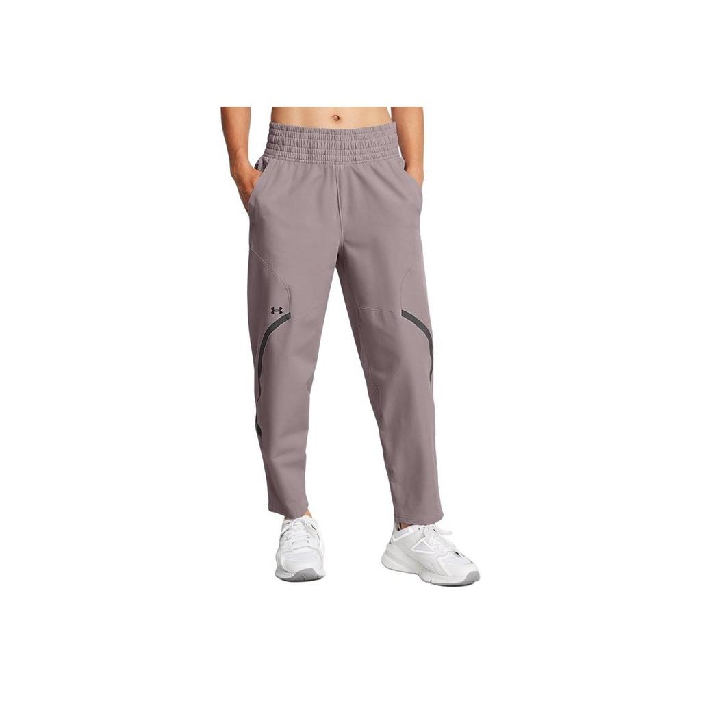 Under Armour UA Unstoppable Training Nine-Point Elastic Spliced Knitted Sports Pants Women bottoms Fatigue-Gray 1382741-015