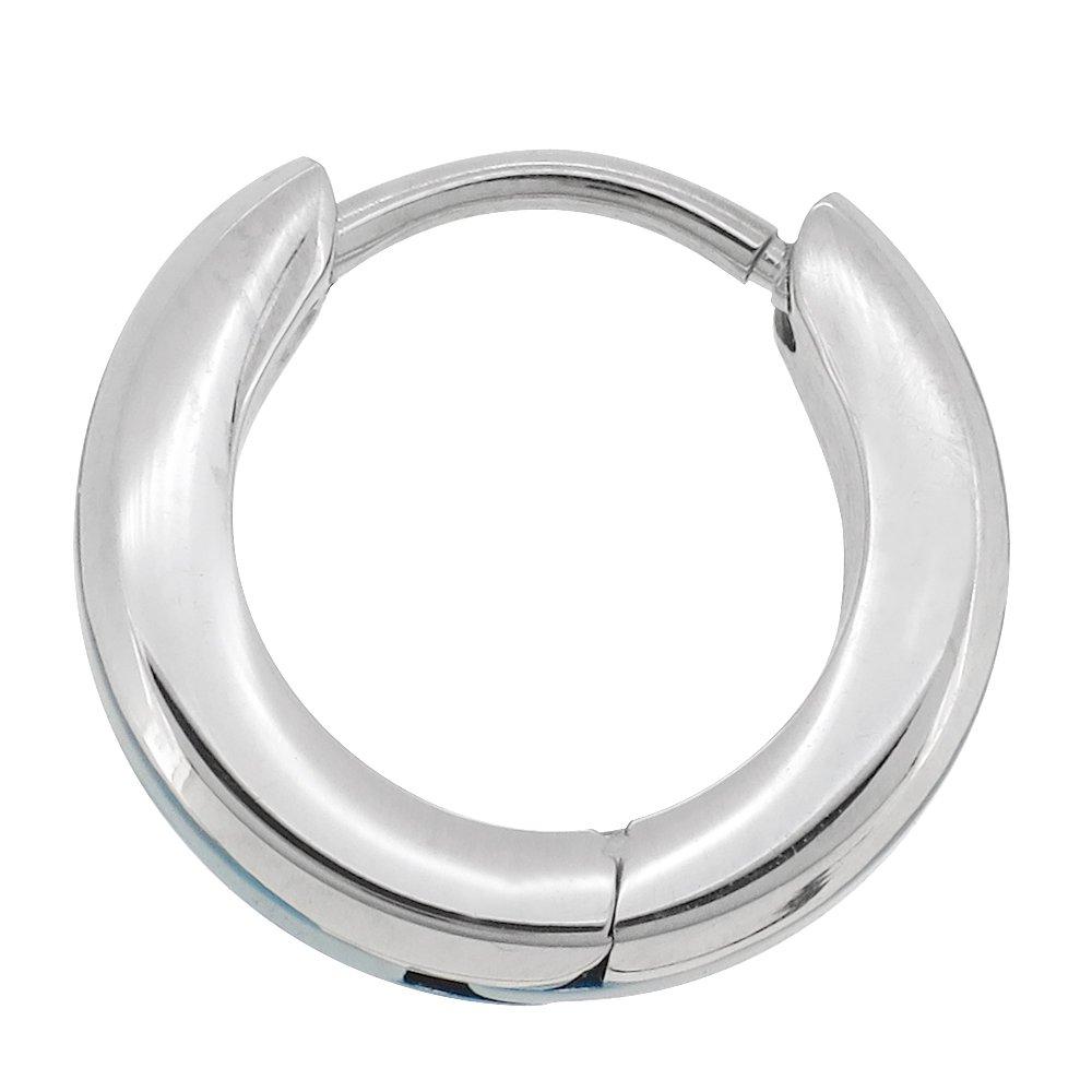 [Zanipolo Terzini] Simple Color Line Surgical Stainless Steel Hoop Earring (Blue) (1P Single Earring) Men's