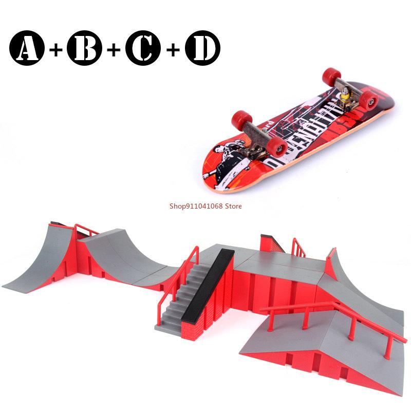 Finger-Skateboards Skate-Rampe Teile-Set Spielzeug Finger-Fahrrad Finger Training Sport Fingerboard Spielzeug Skatepark-Rampe Spielzeug für Kinder
