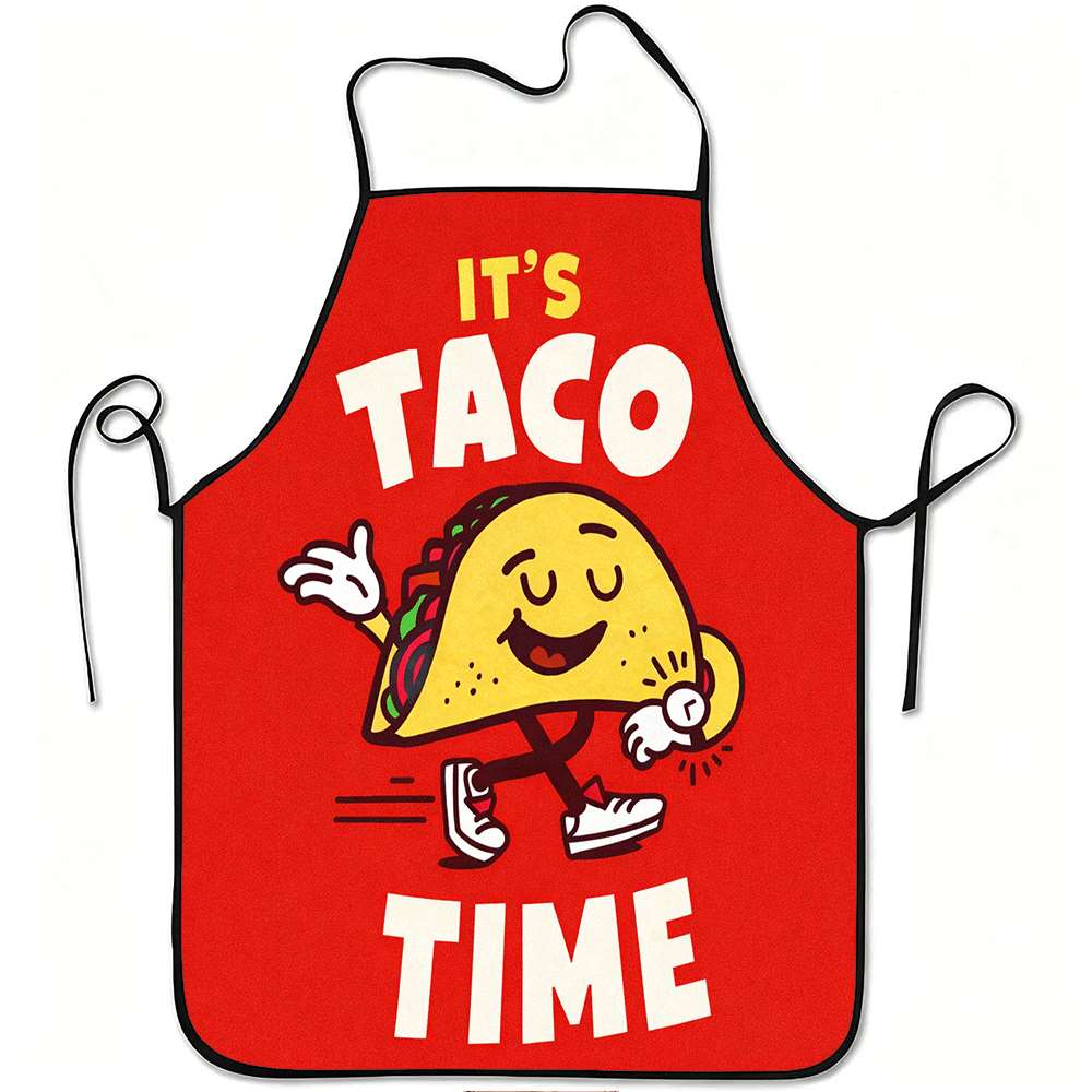 A Fun Taco-Themed Apron Suitable for Both Men And Women, Perfect for Kitchen Baking, Outdoor Grilling, Painting, Gardening, Hair