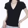 New Solid Color Hottie Short-sleeved T-shirt for Women Slim Fit Casual Versatile Design Pullover Top for Women