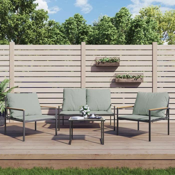 VidaXL Garden Lounge Set with Cushions 3 Pcs Anthracite Steel, Lounge Set, Outdoor Lounge Set, Set of 364110