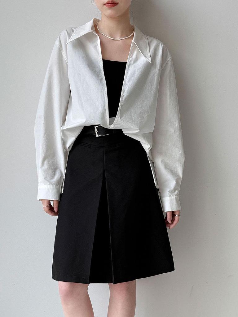 Lu Xi V-Neck Loose Long-Sleeve Casual Women's Top - Early Spring French Style