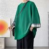 Men T Shirts Summer Men's T-shirts Women Oversized 2XL Korean Style Loose Plaid T-shirt Casual Seven Sleeves T-Shirt Male White