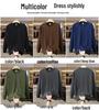 Men's Long-Sleeve Fleece-Lined Hoodie T-Shirt - Solid Color, Round Neck, Plus Size for Spring & Autumn