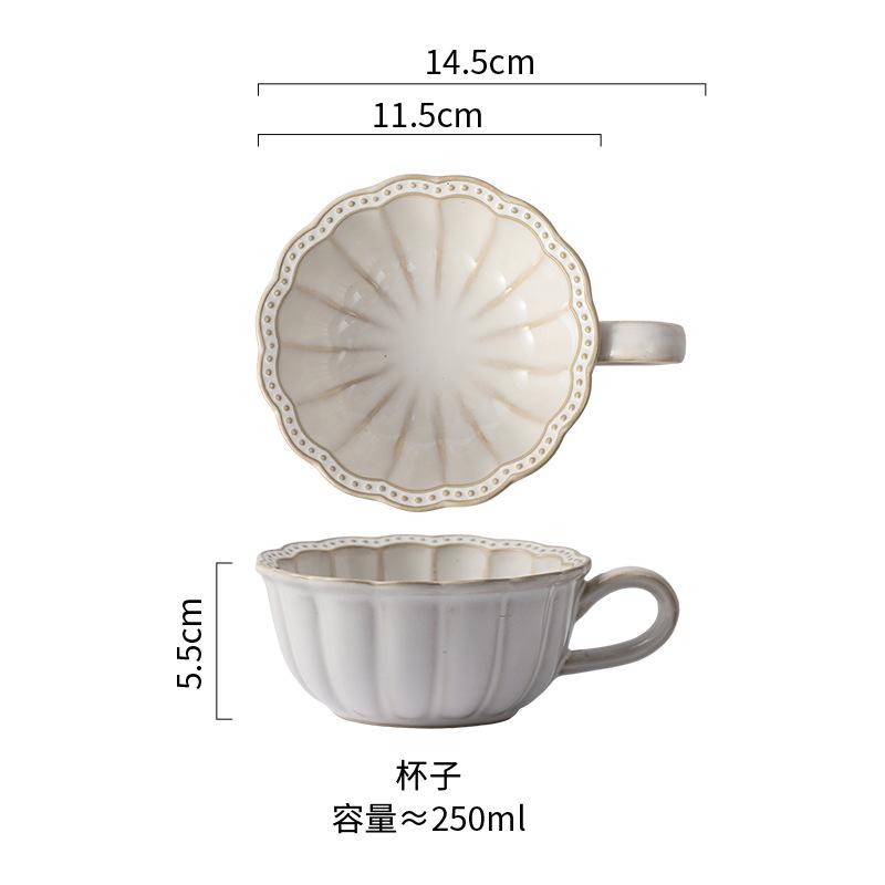 European-Style Relief Ceramic Tableware Set, Household Kiln Change, Retro Western Food Plate, Cup Plate Combination, Steak Pizza Plate, Bone Plate.