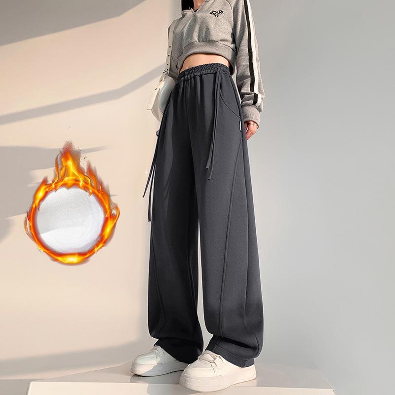 New American Sports Pants In Autumn, Loose Straight Slimming Wide-leg Banana Pants, Versatile High-waist Casual Pants for Women