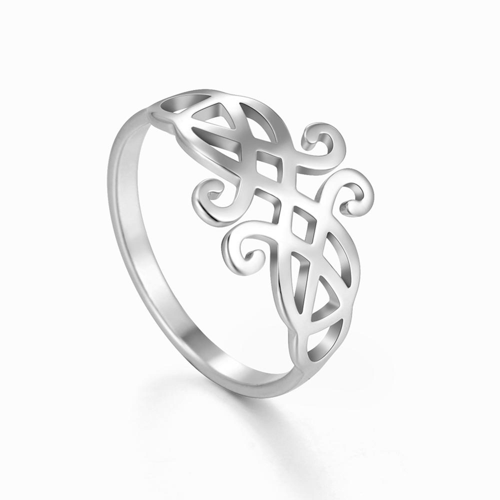 Women's Ring Stainless Steel Filigree Flower Gold Party Finger Rings Love Jewelry Anniversary Gifts for Women Femme