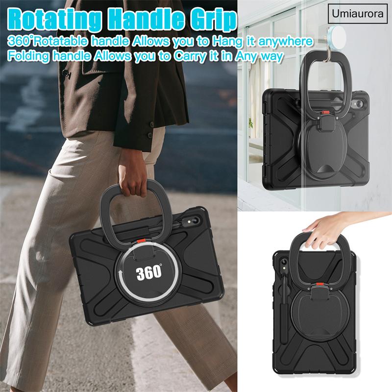 For Samsung Tab S10 FE 10.9 S7 S8 Plus S9 Ultra SM-X920 X820 X520 Heavy Duty Rugged Tablet Case Pull Ring Stand Shockproof Funda