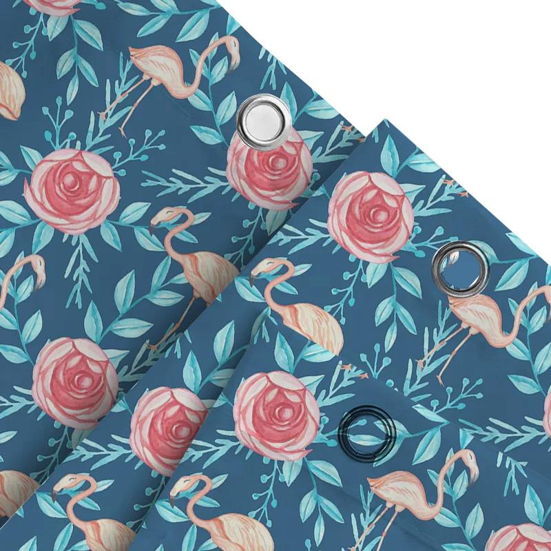 Tropical Rose Pink Flamingo Bathroom Shower Curtain Decorative Waterproof Fabric 3D Printing Home Textile Decoration