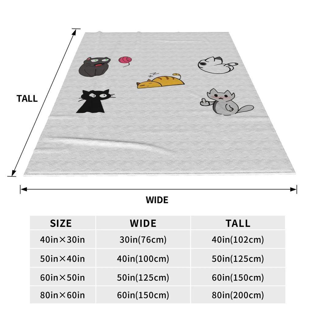 Cat Stickers Sheet Blanket Warm Fleece Sofa Throw Blanket for Home Bedroom Office Throws Bedspread Quilt