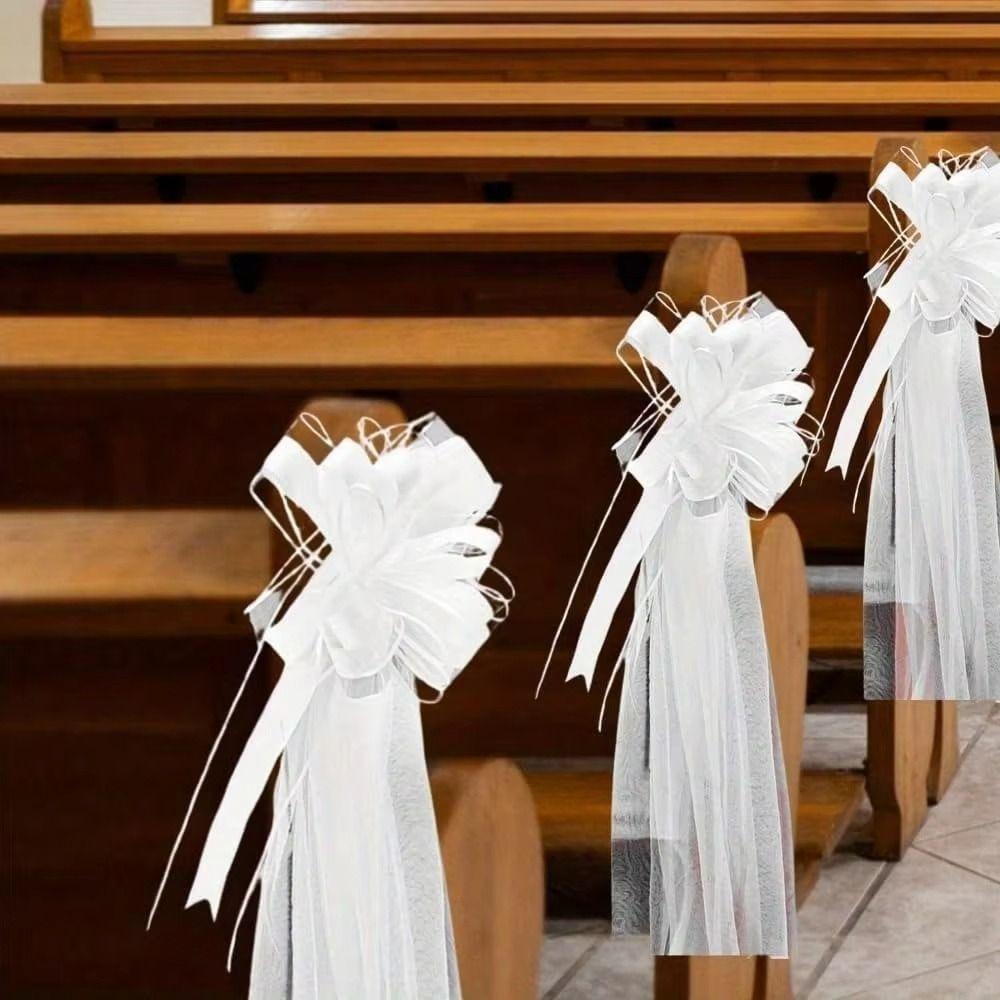 White Wedding Bow Large White Wedding Bow Big Church Wedding Pew Bows Bridal Shower
