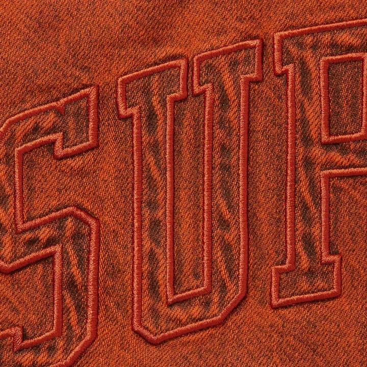 Supreme Shearling Lined Denim Work Shirt Overdyed Orange