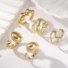 5Pcs/Set Gold Color Geometric Hollow Open Rings for Women Exaggerated Metal Smooth Irregular Adjustable Rings Jewelry Set 2026