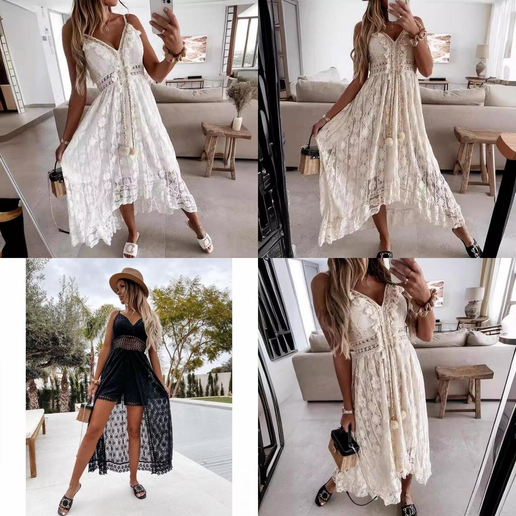 Elegant Satin Long Dress With V Neck For Summer Beach And Casual Wear