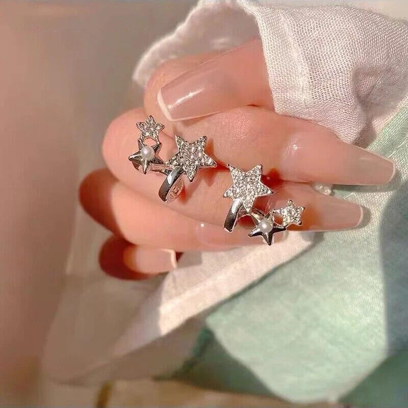 Νέα Πολυτελή Σκουλαρίκια Καρφωτά Ακανόνιστου Αστεριού με Μαργαριτάρια και Κρύσταλλα, Εξαιρετικά Σκουλαρίκια με Ζιργκόν σε Δέσιμο με Νύχια για Γυναίκες, Κοσμήματα Μόδας, Αξεσουάρ για Πάρτι