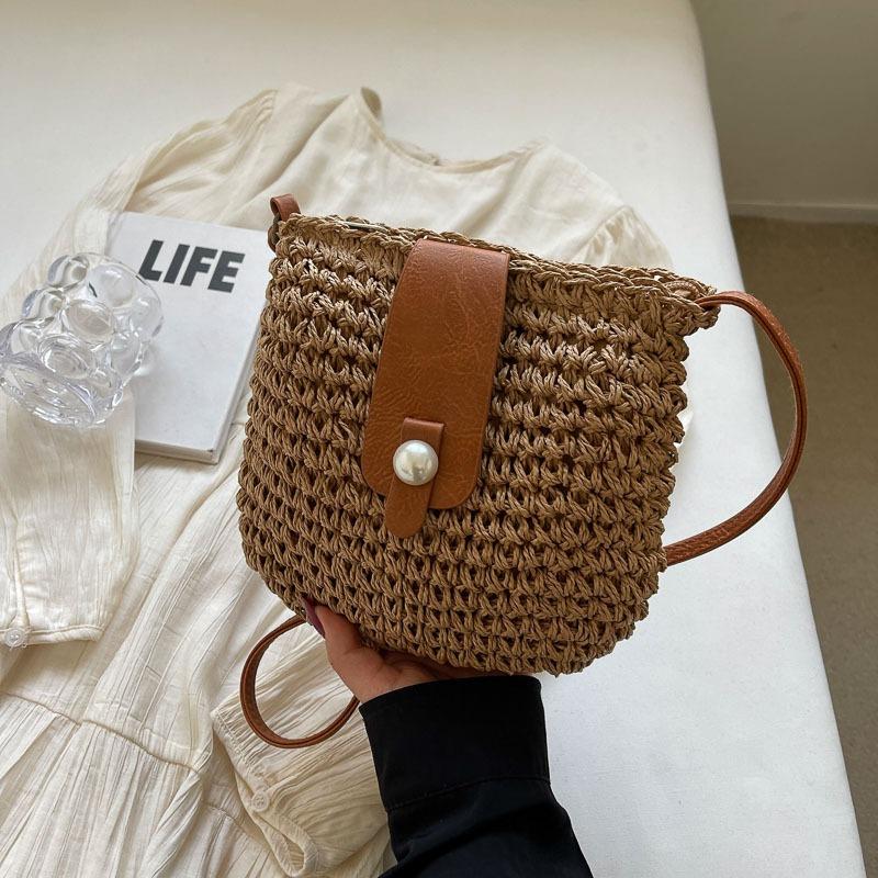 Geantă de paie cu franjuri boemă pentru femei, geantă de plajă de vară, geantă casual all-in-one, geantă crossbody