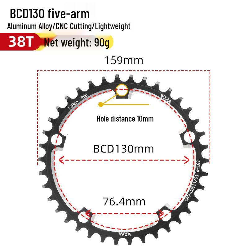 

Система шатунов для шоссейного велосипеда с одной звездой: 130BCD, Положительный/Отрицательный Зуб, Размеры 38T-60T
