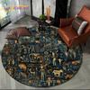 2025 New Ancient Egypt Hieroglyphic Mythology Wall Painting Glyph Round Carpet Rug for Bedroom Living Room Sofa,Decor Floor Mat