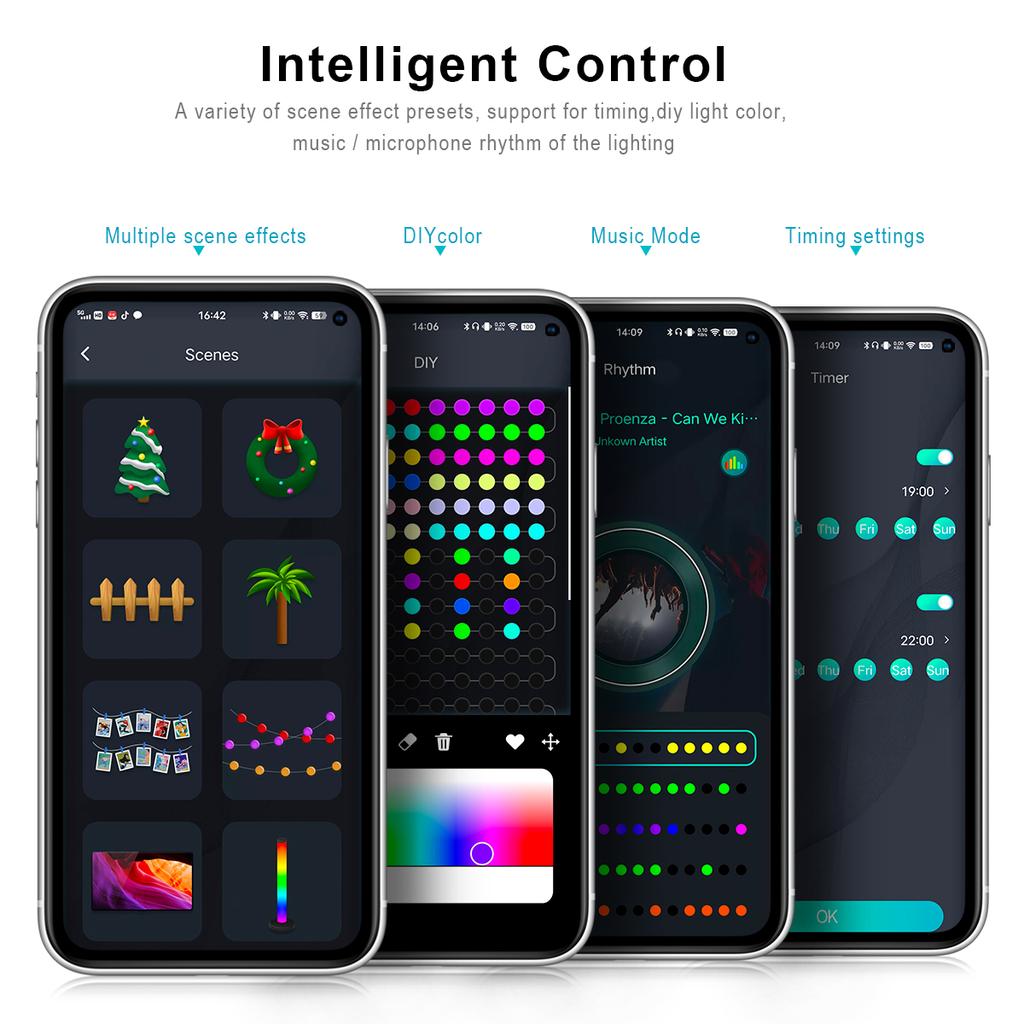 Wireless Bluetooth APP Control Pixels USB LED String Fairy Light Smart WS2812 Addressable Dream Color RGB Christmas Decor Lights