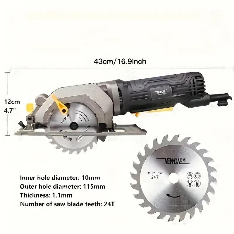 NEWONE Mini Circular Saw, 600W 3500RPM Corded Circular Saw, Compact Saw with Blade for Wood/Plastic Pipe Cutting