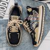 Men's shoes soft-soled low-top Korean version autumn printing trend versatile breathable retro shoes men's popular 2025 new models