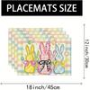 4pcs Buffalo Check Easter Placemats, Featuring Rabbits, Daisies, and Carrots, Perfect for Party, Kitchen, and Dining Room Decor