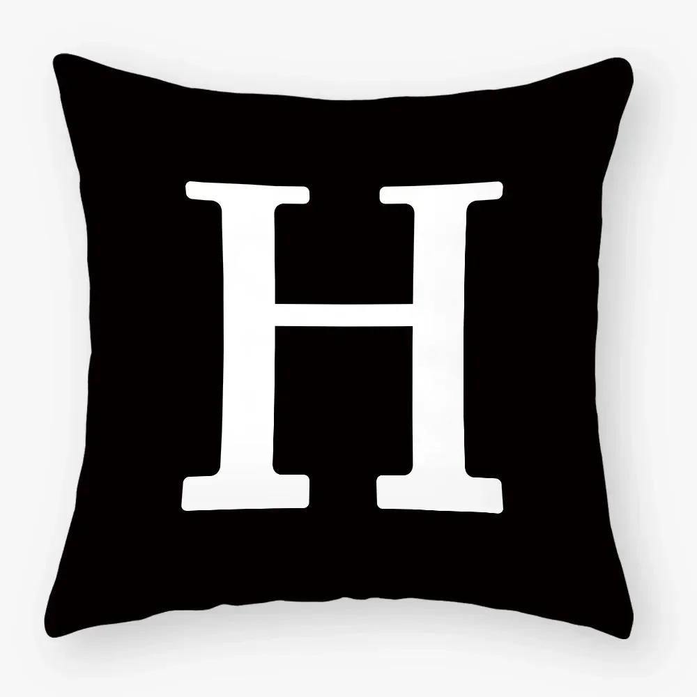 Black White Letters Sofa Decorative Cushion Cover Pillow Pillowcase Polyester 45*45Cm Throw Pillow Home Decor Pillowcover