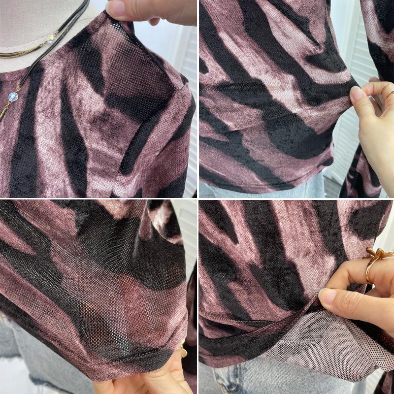 Damen Exklusives rückenfreies Leopardenmuster Schnürung Langarm Slim Fit Oberteil