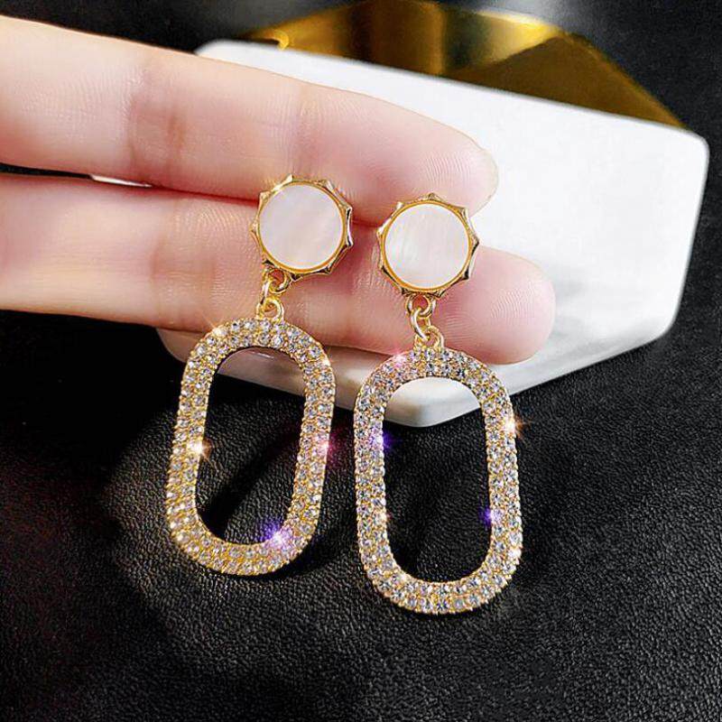 

Fashion Women Oval Long Rhinestone Earrings Temperament Charm Women Party Wedding Princess Engagement Jewelry Gift