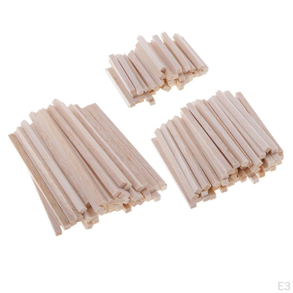 50 Pcs Unfinished Square Balsa Rod for Children