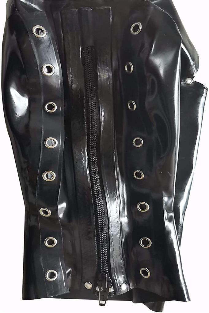 SM Domasu Rubber Bondage Zipper Sexy Costume Cosplay Eye Makeup Bra SM Restraint Bondage Mask Sexy Costume Cosplay Removable Blindfold Mouth [OnundOn]