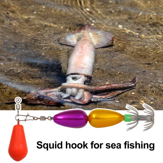 9CM/27G Squid Jig Hook with Colorful Beads Swivel Double-layer Umbrella Hook Cuttlefish Sleeve