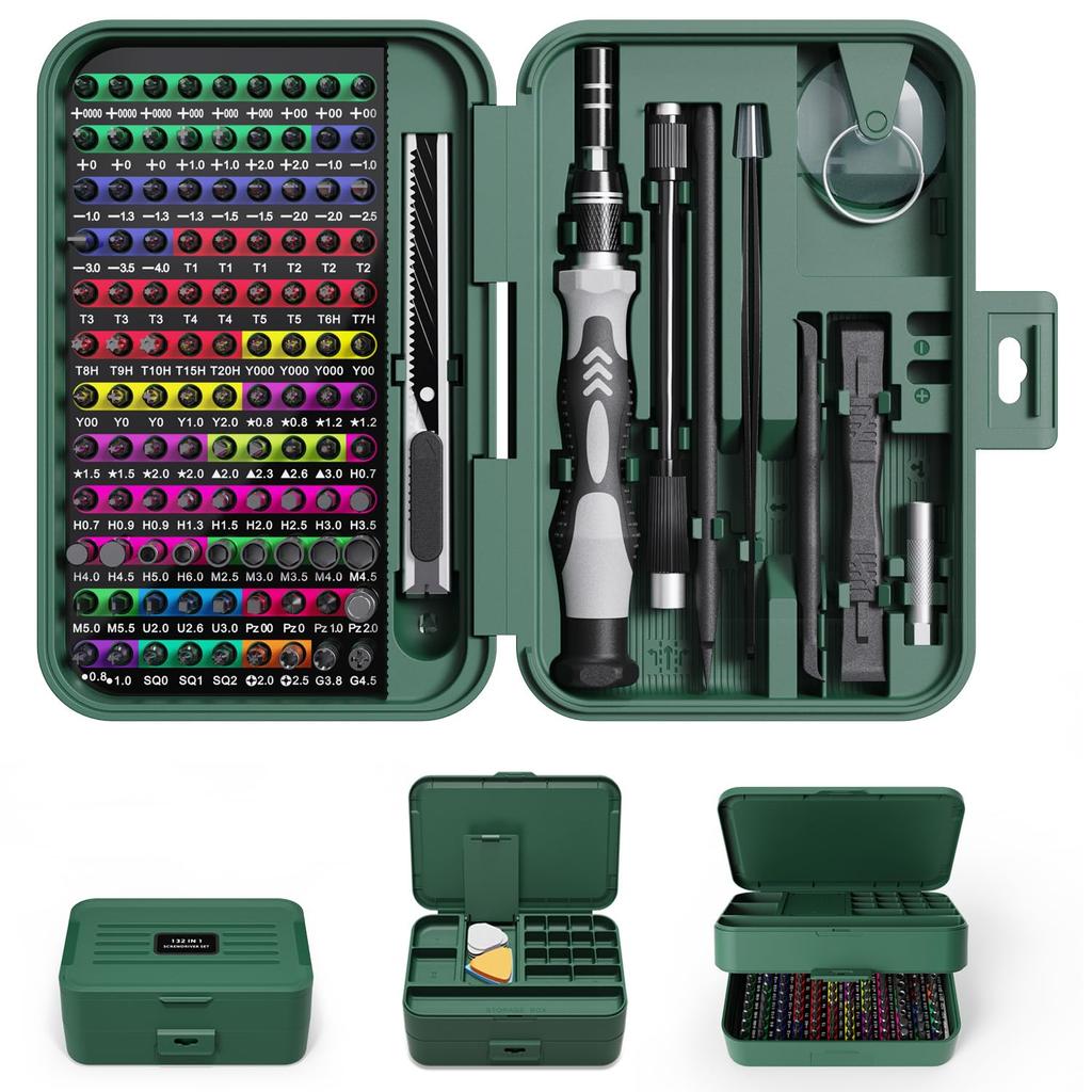 132 In 1 Precision Screwdriver Set Magnetic Screwdriver Head with Storage Box 152 Bit Small Hand Repair Tool Kit