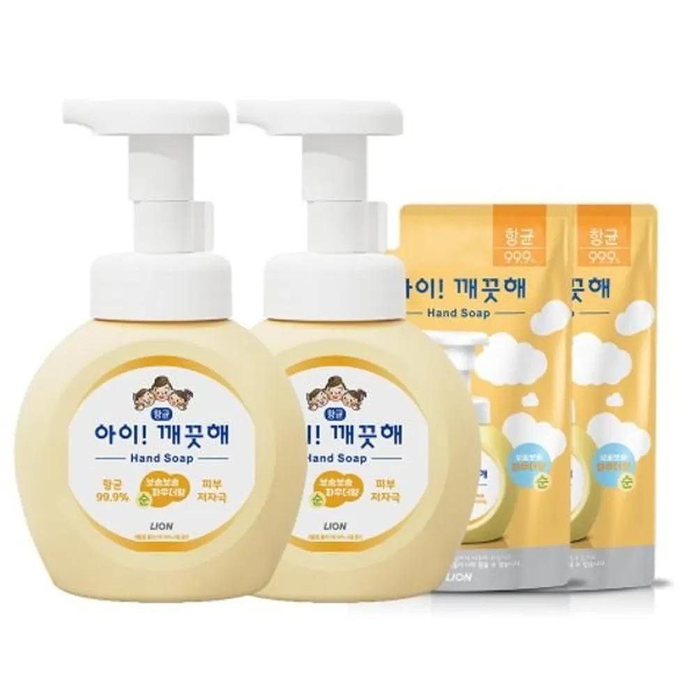 

LION Hand Wash Pure 250ml x2 + Refill 200ml x2 Antibacterial Moisturizing Hand Soap Soft Rich Foam