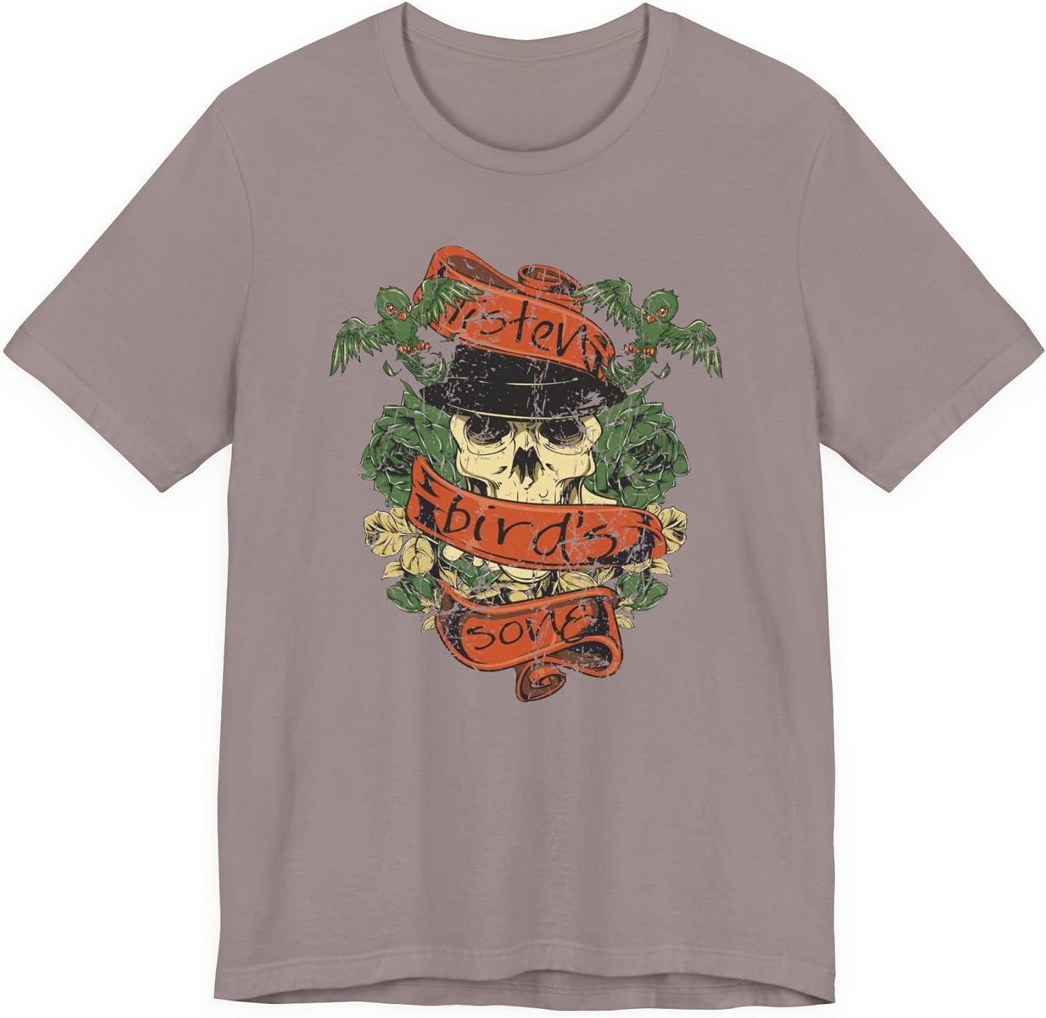 Skull with Bandana Tee Floral Vines Tattoo Style Graphic Shirt Art-38 S