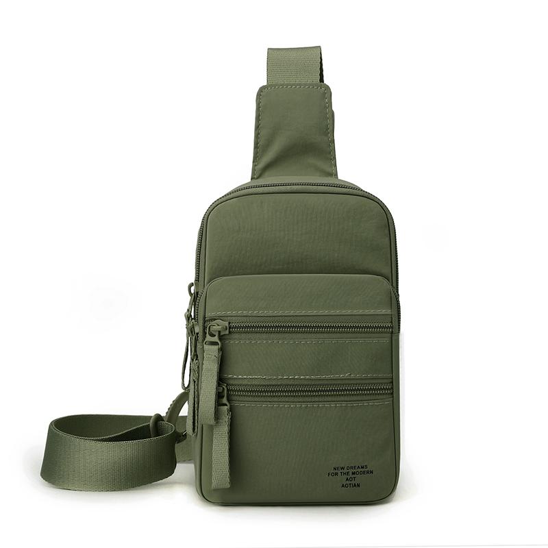Outdoor Multi-Compartment Men's Chest Bag Solid Color Crossbody Bag
